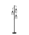 Industrial Floor Lamp For Living Room And Office With Three Birdcage Shades LED Stepless Dimmable Tall Farmhouse Style Black Lamp Rustic Home Decor For Bedroom Den Bulbs Included