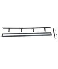 Badass Heavy Duty Floating Mantel Bracket With 6 Inch Reinforced Steel Arms And 46 Inch Wall Mount Support Bar Holds Over 100 Pounds Per Stud Includes Drill Jig parts including steel drill jig and support bar.