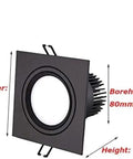 WKNHHL Recessed Lighting Housing Trim Kits Ultra-Thin Black Single Head Square Lighting Downlight dimensions 95mm diameter 70mm height
