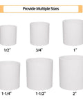 Image showing various sizes of white PVC sockets including 1-1/2 inch for Five Pack 1-1/2 Inch PVC Pipe Fitting Coupling Socket To Socket Schedule 40 White