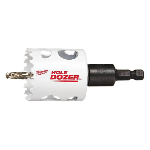 Side view of Milwaukee Hole Dozer bi-metal hole saw, 1-7/8 inch, with hex shank.