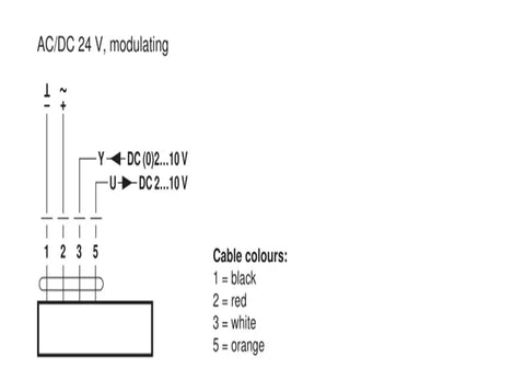 AC/DC 24 V modulating diagram for Built Tough Modulating Damper Actuator With Rock Solid 2Nm Torque And Dual AC DC 24V Support.