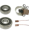 All In One Alternator Brush And Bearing Kit Fits Denso Acura Buick Cadillac Chevy Chrysler Dodge Ford GMC Honda Hyundai Jaguar Jeep Kia Land Rover Lexus Lincoln Saturn Suzuki Nissan Toyota Volkswagen For Your Ride With Wide Interchange Numbers showing bearings, brush holder, and brushes