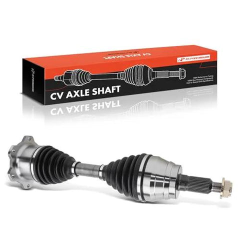 CV Axle Shaft Assembly For Chevy Silverado 1500 2500 3500 HD Suburban 2500 Avalanche 2500 GMC Sierra Yukon XL 2500 Hummer H2 1999 To 2013 4WD Front Left Or Right Beefed Up With 6 Bolt Holes And Neoprene Boot displayed with packaging