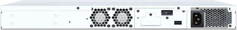 Back view of Enterprise Grade XGS 3300 Next Gen Network Firewall with fan vents and US plug connection.