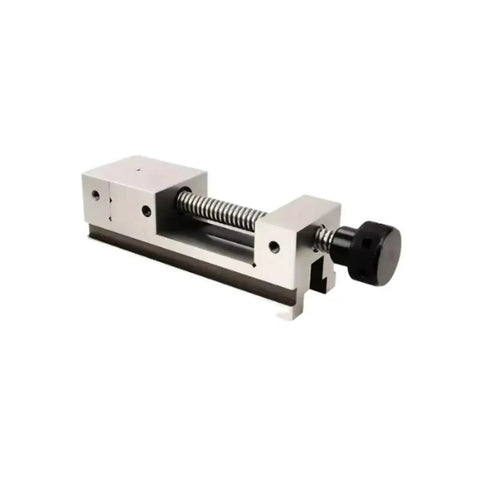 Heavy Duty Industrial Machine Vise Featuring Lightning Quick Adjust Slide Bar And Precise Beveled Jaws For Solid Grip On Cnc Mills And Garage Rigs, showing adjustable slide mechanism.