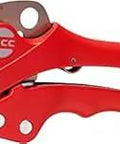 Ratcheting PVC CPVC Pipe Cutter Three Quarters Inch To One Inch, Red, Quick Release, Non Slipping Mechanism