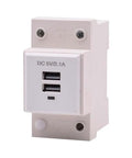 Usb Din Rail Socket Power Module For Industrial Panels Plug And Play 5V Dc Charging Port Control Panel Usb Enclosure Adapter Modular Terminal Block Ac To Dc Converter For Automation Systems, front view