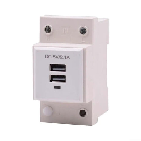 Usb Din Rail Socket Power Module For Industrial Panels Plug And Play 5V Dc Charging Port Control Panel Usb Enclosure Adapter Modular Terminal Block Ac To Dc Converter For Automation Systems, front view