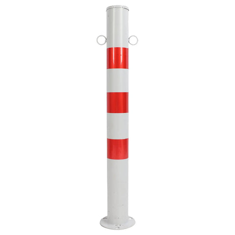 Heavy Duty Cold Rolled Steel Traffic Delineator Posts With Rock Solid Base And High Visibility Red White Stripes For Street Parking Lot Barriers That Are Dang Tough And Built Different