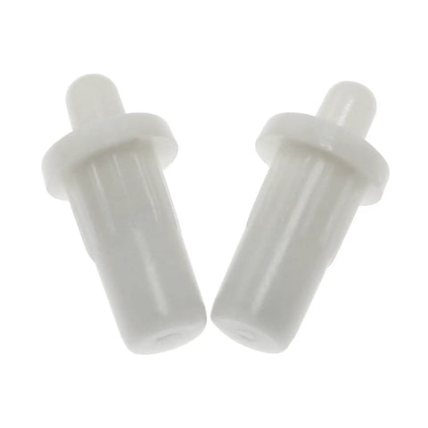 Heavy Duty 20 Pack Cabinet Door Repair Pins With Spring Loaded Damper Design For Smooth Shutter Hinge Replacement Plastic Furniture Fittings At 25Mm Length And 7.5Mm Diameter In Clean White Finish - Two pins displayed.