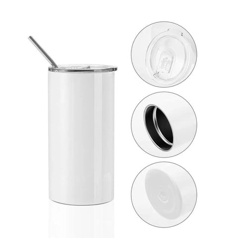 20 Oz Fatty Sublimation Tumbler Set White Stainless Steel Cups With Lids And Metal Straws For Cricut Mug Press Printing Bright Sublimation Coating