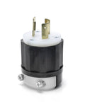 Rugged 30 Amp 250 Volt NEMA L6-30P Locking Plug 2 Pole 3 Wire Industrial Grade Grounding Nylon Body White 2621 Brass Contact