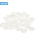 Straight Up Solid 40 Pack Screw Cap Covers Premium Warm White Decorative Plastic Caps For Phillips Cam Lock Nuts Waterproof PP Build Self Tapping Screws No Sweat Upgrade Top Tier, 40 white screw caps piled.