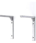 Rock Solid Stainless Steel Corner Bracket With Reinforced L Brace Design For Wall Mounted Shelving And Heavy Load Support No Sweat Setup Built Tough For Garage Workshop Diy Projects, viewed from an angle.