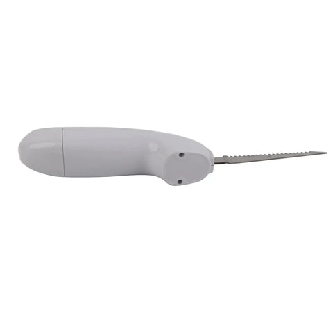 Side view of Cordless Electric Knife, Rechargeable Stainless Steel Kitchen Tool for easy slicing at home or outdoor cooking.
