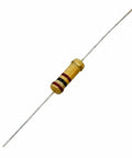 Close-up of single resistor from 56 Value 1W Carbon Film Resistor Kit For DIY Electronics Projects, featuring thick metal pins.