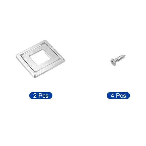 2 Pack Flush Pull Handles For Cabinets And Drawers Hidden Recessed Square Pull Rings With Screws, Zinc Alloy, Silver Finish.