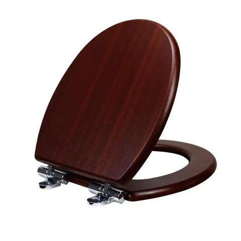 Standard 17 Inch White Toilet Seat Slow Close Soft Drop Lid High Density Board Core Easy Wipe Finish Quick Mount No Sweat Setup Solid Daily Driver For Modern Bathrooms Reliable Home Upgrade Top Tier Comfort in dark wood finish