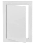 Heavy Duty ABS Plastic Access Panel For Drywall 8X16 Inch Wall Hatch Cover Door White with smooth texture open.