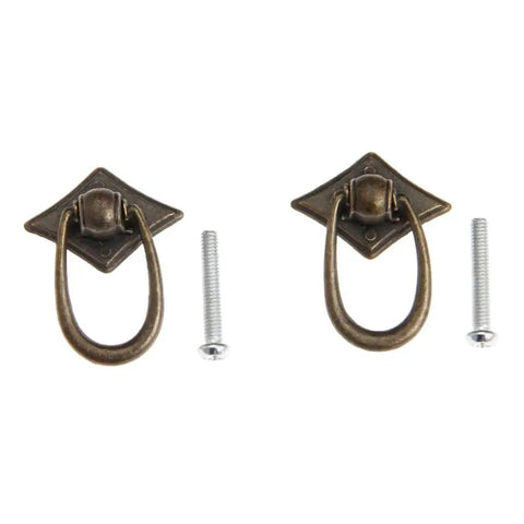 Two Piece Ring Handle Antique Bronze Pull with screws for drawers, doors, cabinets, or vintage chests easy to install adds that classic rustic retro vibe to kitchen living room bedroom and more