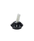 Real Talk M6 Adjustable Furniture Feet And Swivel Levelers Black, rubber foot with metal screw for stabilizing furniture.