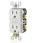Built Tough 20 Pack Gfci Outlets 15 Amp Self Test Tamper Resistant Led Indicator Light White Plug showing a white outlet.