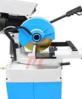 11 Inch Cold Cut Saw With Swivel Base And 110V 1 5HP Motor Built Like A Tank For Industrial Metal Fabrication Featuring Full Gear Drive Quick Release Vise And Grind Free Precision Cuts viewed from side with motor and blade visible.