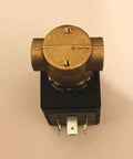 Heavy Duty 24 Volt Electric Solenoid Valve For Boat Freshwater Systems Featuring Solid Brass Construction and Quarter Inch Ports Top View