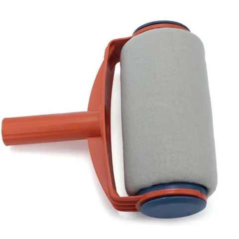 Premium Flocked Paint Roller Edger Tool For Walls And Trim Skip Those Tape Traps Enjoy Zero Prep Pour And Paint System That Delivers A Smooth As Silk Look Definitely Gonna Nail Your Next Project, featuring a gray microfiber roller and orange handle.
