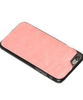Pink leather phone case with black edges for smartphone protection