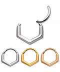 V Shaped Hinged Segment Clicker Ring 16 Gauge 316L Stainless Steel 10mm Diameter Silver Tone For Ear Cartilage Piercing