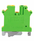 Ten Pack DIN Rail Ground Terminal Block With Screw Clamp Connectors For Industrial Control Panels, 690V 34A, Nylon PA66 Housing