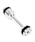 Gen III Gen IV LS Billet Rear Oil Diverter Plug For Oil Gallery, Double O Ring Seal, CNC Machined 6061 T6 Aluminum, Direct Replacement For OEM Plastic Barbell Plug, Improves Oil Flow And Stops Dirty Oil From Bypassing Your Filter. silver billet oil diverter plug with double O-rings