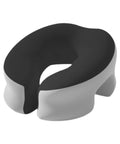 Memory Foam Desk Napping Pillow With Removable Cover, black top with light gray sides, ergonomic design for office sleep or travel use