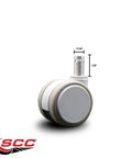 Smooth Riding Heavy Duty Replacement Swivel Caster Built Tough For Blickman Model 8200708000 With 2 Inch Gray Tpr Twin Wheels And Standard 7/16 By 7/8 Grip Ring Stem Handling 66 Lbs Apiece side view with dimensions.