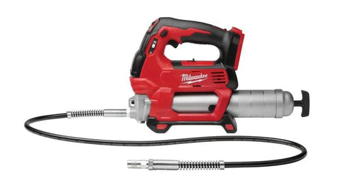 Two Speed Grease Gun Bare Tool With 10000 PSI Max, 48 Inch Flexible Hose, Air Bleeder Valve, Lock On Off Trigger, Red and Black Design