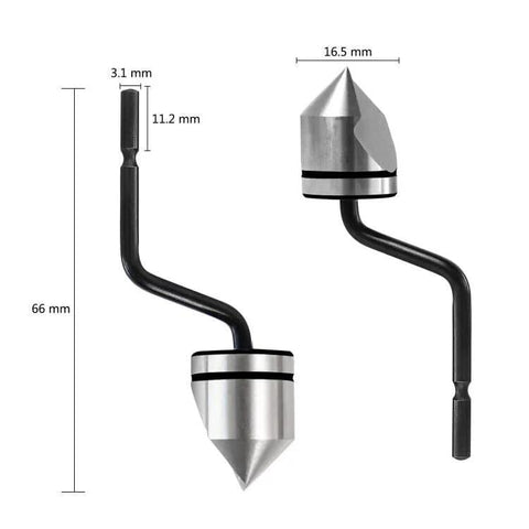 NG1000-BC1651 deburring tool set with 90° countersink bits for metal, wood, plastic; two interchangeable tips shown