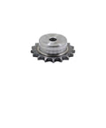 Get This Heavy Duty 3 Point Industrial Sprocket Compatible With 1/2 Or 4PCS Units Offering 9 To 50 Teeth, Features Precision Machined Crafts Hole In Durable 45# Steel With Quenched Tooth Surfaces And 9.525mm Pitch For Smooth Gear Drive Transmission That, showing a top view of a small steel sprocket.