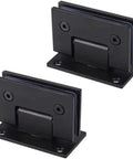 Top Shelf 90 Degree Glass Door Hinges Wall Mount Bracket For Frameless Shower Doors With A Dead Solid Feel Featuring 304 Stainless Steel And A Slick Matte Black Finish That Holds 8 To 12 Mm Glass Tight - Pair of matte black hinges.