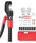 Heavy-Duty Hydraulic Crimping Tool Kit for AWG 12 to 2/0 Copper and Aluminum Terminals, Battery Lug Crimper With 6-Ton Pump, 11mm Stroke