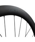Close-up of Ultegra WH R8170 C50 Carbon Road Wheelset Tubeless 700c With 50mm Deep Rim, showing spoke and rim details