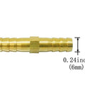 Three Piece Brass Hose Barb Splicer Mender Kit With Six Stainless Steel Pipe Clamps For Water Fuel And Air One Quarter Inch Barb Fittings