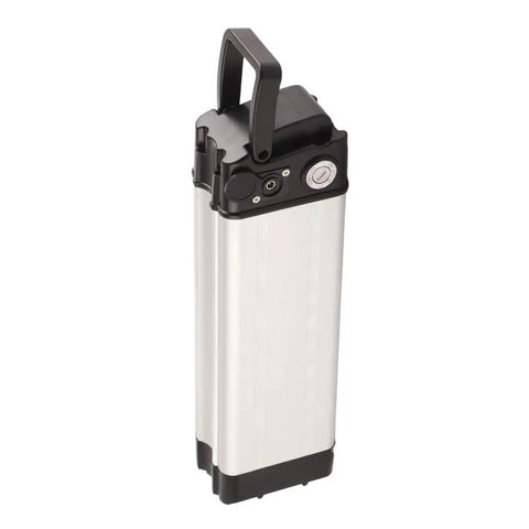 Heavy Duty Electric Bike Lithium Battery Storage Case Compatible With 36 Volt And 48 Volt Packs, slim design with handle for easy carrying.