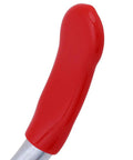 Red rubber handle of Heavy Duty 4 Pcs Toggle Clamp Set With Quick Release Lever And Super Secure Holding Power.