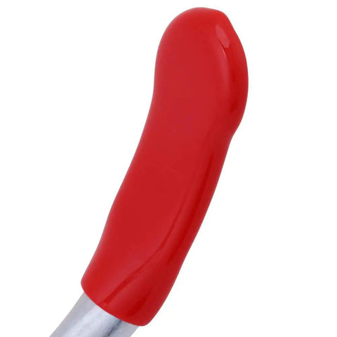 Red rubber handle of Heavy Duty 4 Pcs Toggle Clamp Set With Quick Release Lever And Super Secure Holding Power.