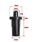 Heavy Duty 20 Pack Black Plastic Spring Loaded Repair Pins For Plantation Shutters And Cabinet Doors Rust Proof Damper replacement pin dimensions shown.