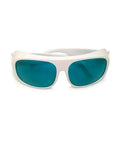 Straight Up Tough Laser Safety Glasses For Red Beam Work Featuring Od6 Plus Filter and Dir Lb5 Rating, with teal lenses.