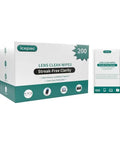 Front view of Icepac Lens Wipes box with 200 moistened wipes and a separate wipe packet.