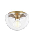 Grace 1 Flush Mount Ceiling Light In Aged Brass Finish With Clear Glass, 10 Inch Wide By 7 Inch High, Classic Yet Modern Incandescent Fixture